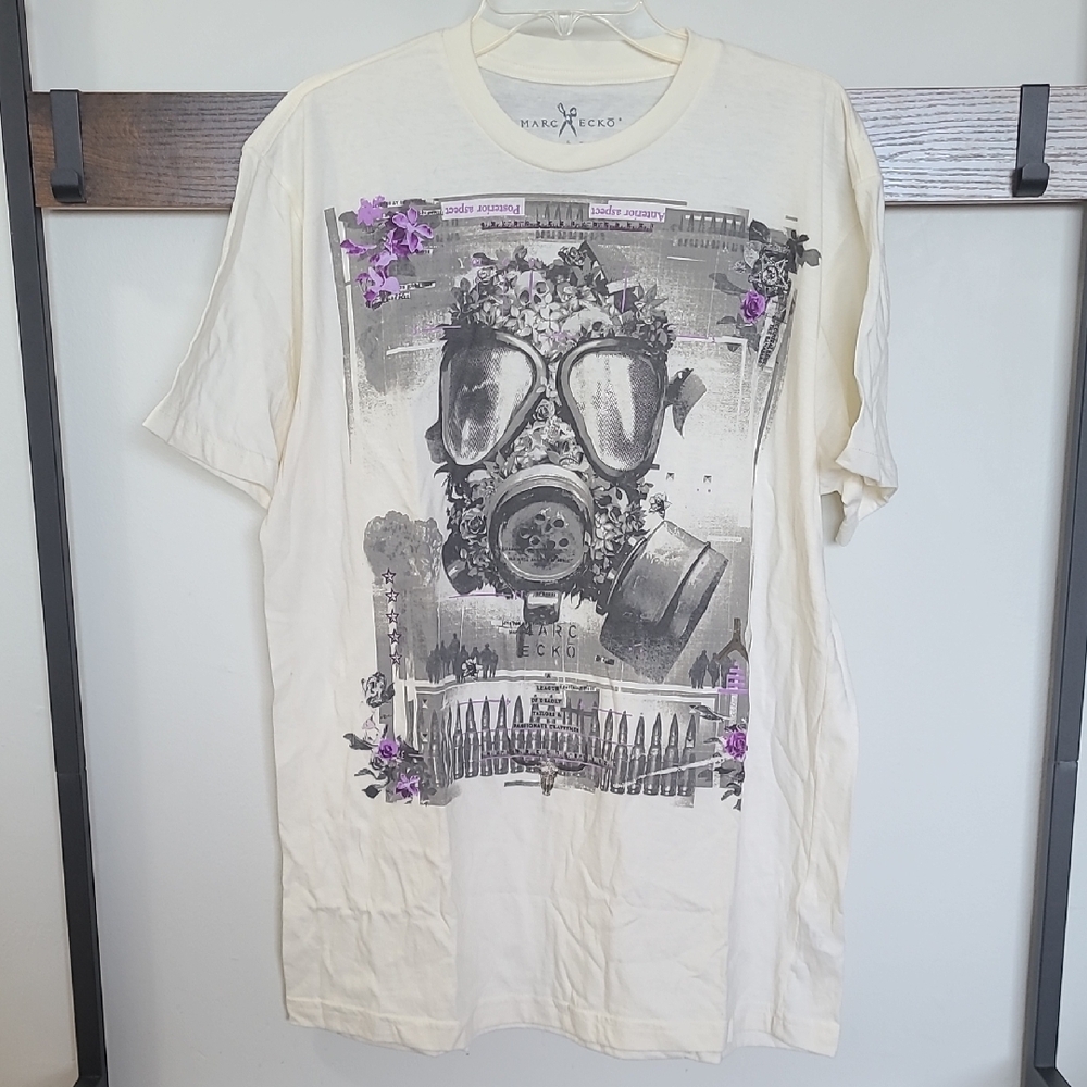 Marc Ecko Cut & Sew Gasmask Cream Graphic Tee